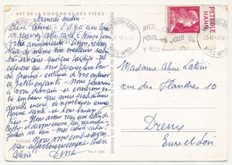 FRANCE - CP. Affr 15f Muller Avec Bandelette PETROLE HAHN - Nice 1957 - Cartas & Documentos