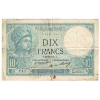 France, 10 Francs, Minerve, 1927, X.45311, TB, Fayette:6.12, KM:73d - 10 F 1916-1942 ''Minerve''