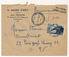 Env Affr 20F Pointe Du Raz Recommandée Provisoire Marseille Cinq Avenues 1948 - Covers & Documents