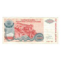 Billet, Croatie, 5 Million Dinara, 1993, KM:R11a, TTB - Croatie