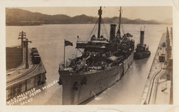 Panama - Warship USS Melville Entering Pedro Miguel Locks Real Photo Postcard - Panama