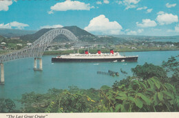 Panama - Cruise Ship Queen Mary Under The Bridge Of The Americas - Panama