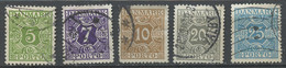 Danemark - Dänemark - Denmark Taxe 1930 Y&T N°T22 à 26 - Michel N°P20 à 24 (o) - Chiffre - Segnatasse