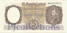 ARGENTINA 5 PESOS 1960/62 PICK 275a AU PREFIX A - Argentine