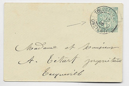 FRANCE BLANC 5C VERT ENTIER MIGNONNETTE SMALL COVER TOCQUEVILLE 13 JANV 05 CONSTANTINE BUREAU EN ALGERIE - 1900-29 Blanc