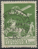 Danemark - Dänemark - Denmark Poste Aérienne 1925-30 Y&T N°PA1 - Michel N°F143 (o) - 10ö Avion Et Agriculteur - Poste Aérienne