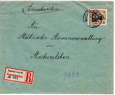 57083 - Deutsches Reich - 1913 - 30Pfg Germania EF A R-Bf NACHTERSTEDT -> ASCHERSLEBEN - Lettres & Documents