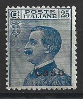 Caso, 1912 - 25c Azzurro, Soprastampato - Nr.5 MNH** - Egeo (Caso)