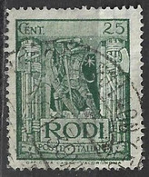 Rodi, 1932 - 25c Verde - Nr.59 Usato° - Egeo (Rodi)