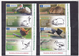 2021, Romania, Danube Delta, Beavers, Birds, UNESCO, Pelicans, Storks, 4 Stamps LABELS, MNH(**), LPMP 2332 - Ongebruikt