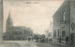 Belgique - Borlez -  L'église - N.L. - Clocher - Animé - Attelage - Café Négociant  -  Carte Postale Ancienne - Faimes