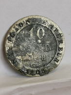 10 CENTIMES ARGENT BILLON NAPOLEON 1808 B ROUEN AU N COURONNE 163057 EX. / FRANCE - 10 Centimes