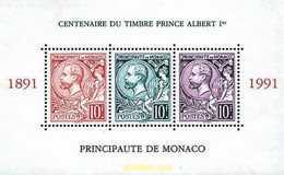 32486 MNH MONACO 1991 CENTENARIO DE LA EMISION DEL SELLO DEL PRINCIPE ALBERTO I - Otros & Sin Clasificación