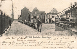 Belgique - Anvers - Les Cafés à Sainte Anne - Animé - Oblitéré Anvers Station 1902 - Carte Postale Ancienne - Antwerpen
