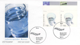 524  Europa CEPT 2001, Eau Potable: Env. Premier Jour D'Allemagne - Europe, Drinking Water FDC From Germany. Nature - 2001