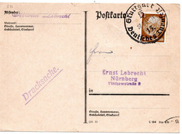 57115 - Deutsches Reich - 1933 - 3Pfg Hindenburg EF A DrucksKte SoStpl STUTTGART - 15. DEUTSCHES TURNFEST -> Nuernberg - Gymnastik