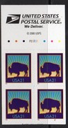USA 2001 Bison 21c Ashton-Potter Self-adhesive Booklet Pane Of 4, MNH (SG 3954) - Unused Stamps