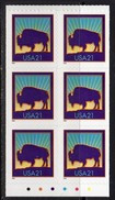 USA 2001 Bison 21c Ashton-Potter Self-adhesive Booklet Pane Of 6, MNH (SG 3954) - Ungebraucht