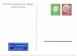 57126 - Bund - 1960 - 25Pfg Heuss I & 10Pfg Heuss III PGALpKte "60 Jahre Tuiskonia" - Other & Unclassified