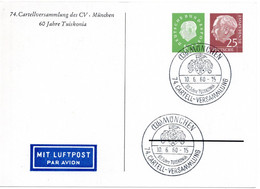 57127 - Bund - 1960 - 25Pfg Heuss I & 10Pfg Heuss III PGALpKte "60 Jahre Tuiskonia" SoStpl MUENCHEN - ... 60 JAHRE ... - Other & Unclassified