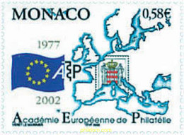 99078 MNH MONACO 2002 25 ANIVERSARIO DE LA CREACION EN MONACO DE LA ACADEMIA EUROPEA DE FILATELIA - Autres & Non Classés