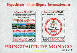 104234 MNH MONACO 2002 MONACOPHIL 02. EXPOSICION FILATELICA INTERNACIONAL - Autres & Non Classés