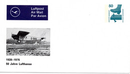 57132 - Bund - 1976 - 50Pfg Unfall PGALpUmschlag "50 Jahre Lufthansa", Ungebraucht - Airplanes