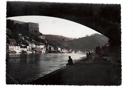 Huy Paysage Sous Le Pont ( Naturesite Colorisée ) Pêcheur - Hoei