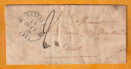 1845 - Lettre Pliée Avec Corresp Famil  De Benfeld Cachet Fleurons Simples Vers Sélestat - Cad Arrivée - Taxe  2 - 1801-1848: Vorläufer XIX