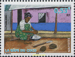 191004 MNH MAYOTTE 2006 MUJER VACIANDO UN COCO - Autres & Non Classés