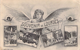 FRANCE - 65 - LOURDES - Souvenir De - Ange - Multivues - Carte Postale Ancienne - Lourdes