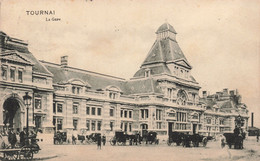 Belgique - Tournai - La Gare - Animé - Attelage - Oblitéré Tournai 1912 - Carte Postale Ancienne - Doornik