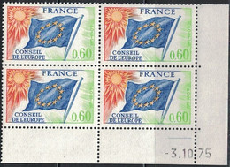 COIN DATE - SERVICE N°46 - 0f60 - CONSEIL DE L'EUROPE - 3-10-1975 - Cote 7€50. - Service