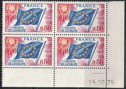 COIN DATE - SERVICE N°47 - 0f80 - CONSEIL DE L'EUROPE - 15-10-1975 - Cote 10€. - Service