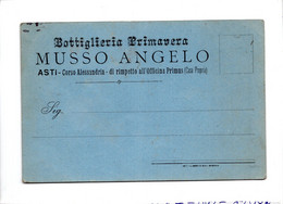 19563 " BOTTIGLIERIA PRIMAVERA-MUSSO ANGELO-ASTI "-CARTOLINA POSTALE NON SPEDITA - Magasins