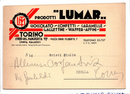 19564 " PRODOTTI LUMAR-CICCOLATO-CONFETTI CARAMELLE.....-TORINO "-CARTOLINA POSTALE NON SPEDITA - Marchands