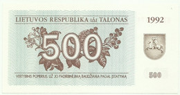 Lithuania - 500 Talonas - 1992 - Pick 44 - Unc. - Serie KB - Litouwen