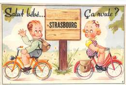 67-STRASBOURG - CARTE A SYSTEME D2PLIANTE- SAUT BEBE CA ROULE - Strasbourg