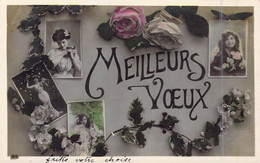 Fantaisie - Femmes - Meilleurs Vœux - Fleurs - Carte Postale Ancienne - Mujeres