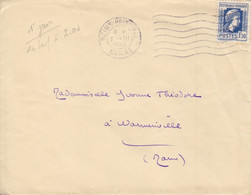 F Lettre Obl. Flier Reims Principale Le 1 III 45 (1° Jour Du Tarif à 2f) Sur N° 639 1f50 Toléré, Non Taxé - 1944 Gallo E Marianna Di Algeri