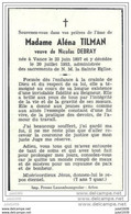 VANCE ..-- Mme Aléna TILMAN , Veuve De Mr Nicolas DEBRAY , Née En 1857 , Décédée En 1953 . - Etalle