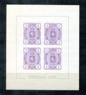 FINNLAND Neudruck 4er-Block Zur NORDIA 1975 - FINLAND / FINLANDE - Blocs-feuillets