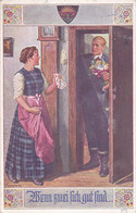 CPA ILLUSTRATIONS, SIGNED, F. KUDERNA- MAN AND WOMAN FLIRTING - Kuderna