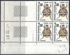 INSECTES - TAXE - N°107 -  BLOC DE 4 - COIN DATE - 7-12-1981 - COTE 5€. - Segnatasse