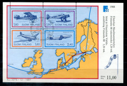 FINNLAND Block 4, Bl.4 FD Canc. - FINLANDIA '88, Flugzeuge, Planes, Avions - FINLAND / FINLANDE - Blocks & Sheetlets