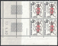 INSECTES - TAXE - N°109 -  BLOC DE 4 - COIN DATE - 17-5-1982 - COTE 1€50. - Segnatasse