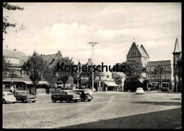 ÄLTERE POSTKARTE OSTSEEBAD HEILIGENHAFEN MARKT REISEBÜRO CAFÉ VOLKSWAGEN VW KÄFER OPEL Ansichtskarte AK Cpa Postcard - Heiligenhafen