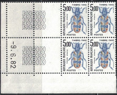 INSECTES - TAXE - N°112 -  BLOC DE 4 - COIN DATE - 9-6-1982 - COTE 11€50. - Taxe