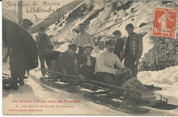 BAGNERES DE BIGORRE  - N°6  -  UN DEPART DE COURSE EN TOBBOGAN   (BOBSLEIGH) - Sports D'hiver