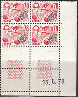 PREO - BALANCE- N°155 - BLOC DE 4 - COIN DATE - DU 13-6-1878 - COTE 4€. - Voorafgestempeld